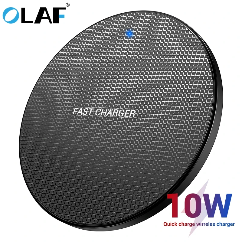 

OLAF 10W Wireless Charger Qi Fast Wireless Charging Pad For iPhone 11 Xs Max X 8 qi charger Adapter Receiver For Samsung S10 S9