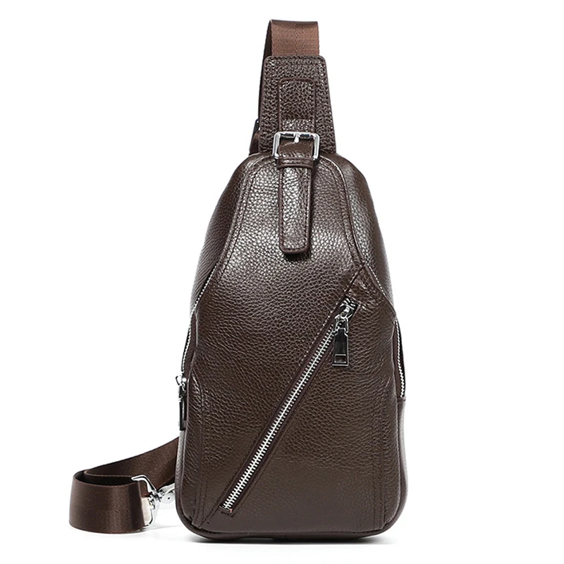 

Genuine Leather Shoulder Bag Vintage Men's Bag Leather Cowhide Sling Chest Bags Cross Body Messenger Bag Male Crossbody Bags Men