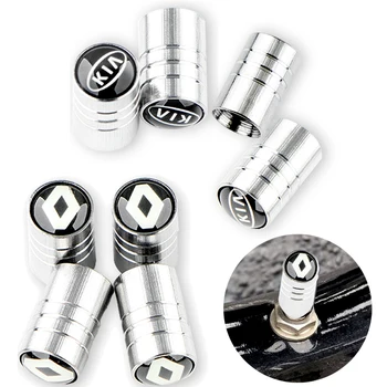 

4PCS Silver Metal Round Car Wheel Tire Air Valve For Renault Megane Auto Accessories for KIA Lada Fords Mazdas Valve Stems Caps