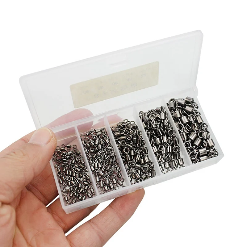 

250pcs/set Fishing Swivels High Speed Double Hooks American Type Connector 8 Shaped Solid Ring Accessories