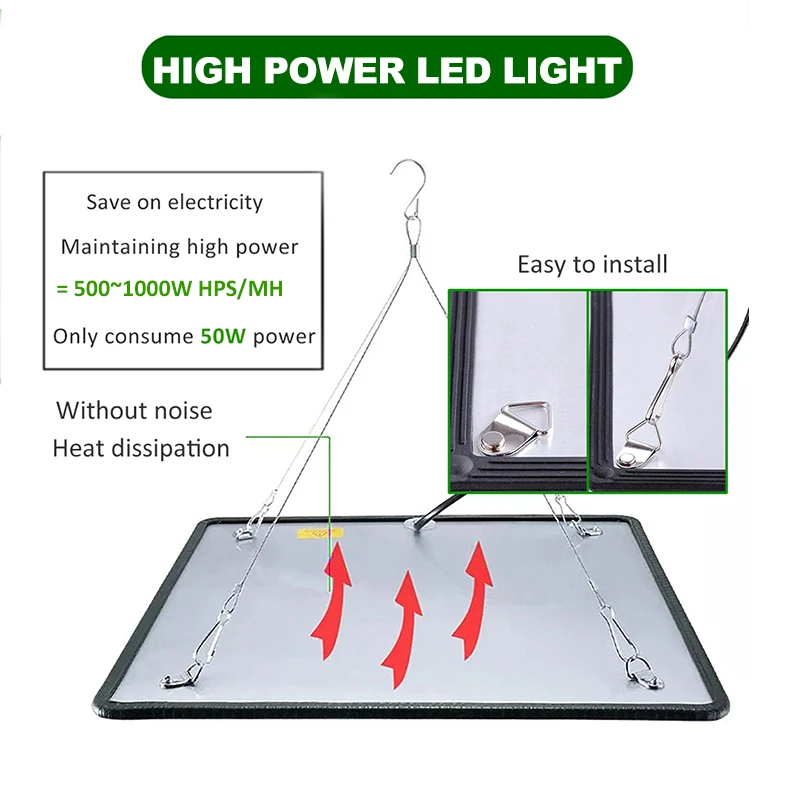 Тент для выращивания 500 Вт Светодиодный светильник для выращивания растений, полный спектр, внутренний светодиодный светильник s для цветов, трав, энергосберегающий