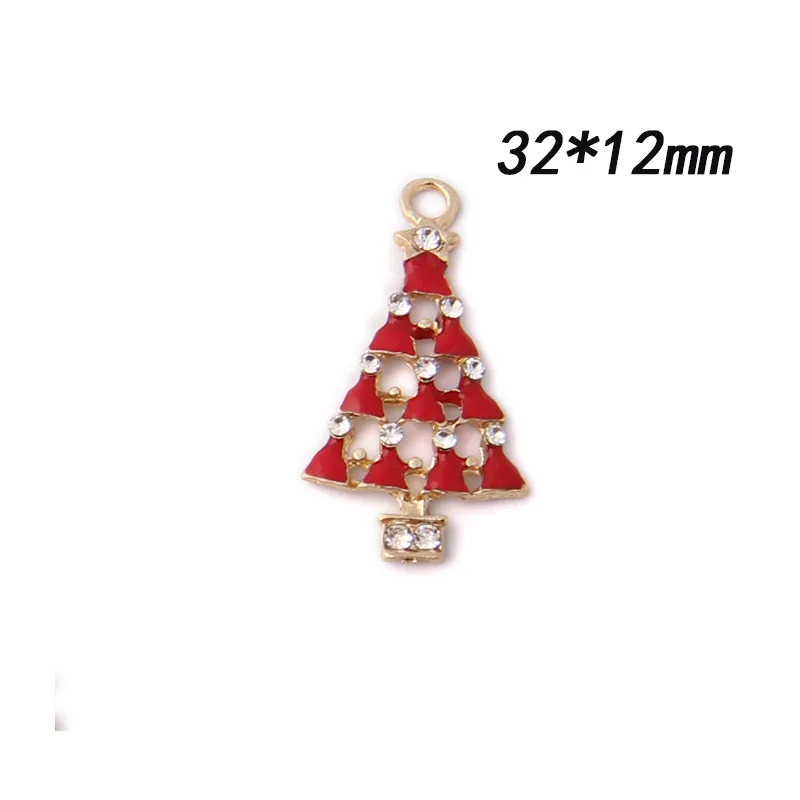 2 32x12mm Мини-заказ подвески эмалевый сплав Рождественский стиль Санта-Клаус дерево колокол цветок Плавающие Подвески 10 шт подвеска - Окраска металла: 2 32x12mm