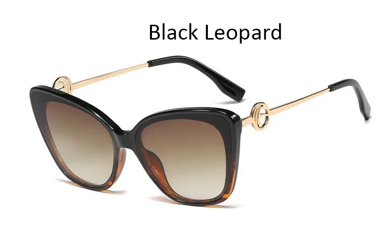 Black Leopard Брендовые женские солнцезащитные очки кошачий глаз, металлическая оправа, Модные Винтажные женские солнцезащитные очки кошачий глаз, Женские винтажные градиентные сексуальные солнцезащитные очки - Цвет линз: Black Leopard