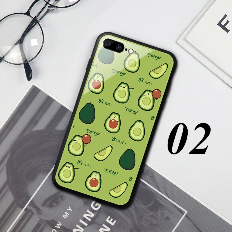 Tempered Glass Case For Xiaomi Mi 9t 9 Pro 8 se cc9 cc9e Green Cute Avocado Hard Cover For Xiaomi Mi cc9e 8 Lite Phone Casing - Цвет: 02