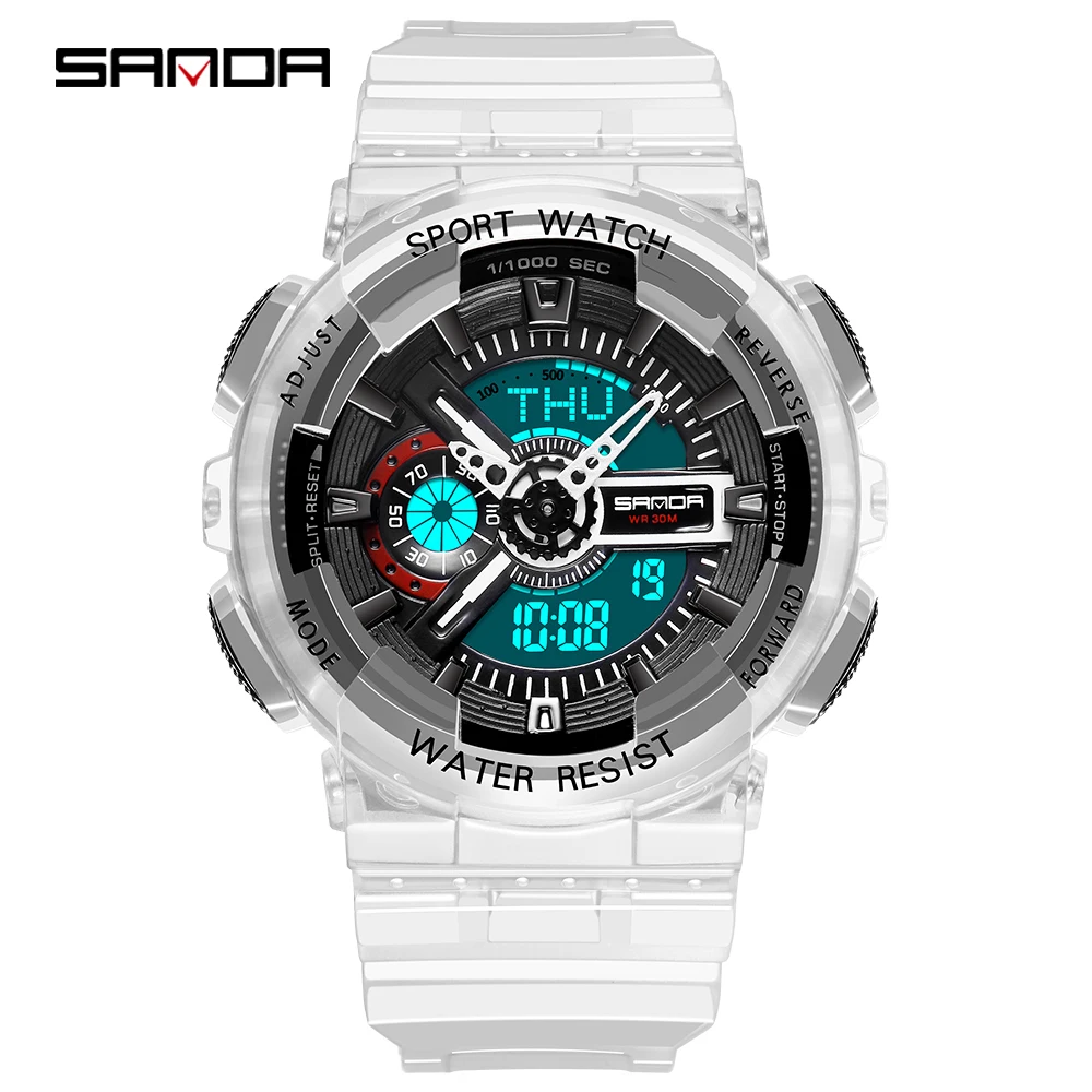 

SANDA Digtal Watch Men Watches For Women Outdoor Sport Watch Ladies Waterproof Led Transparent Watch Couple Watches Alarm Clock