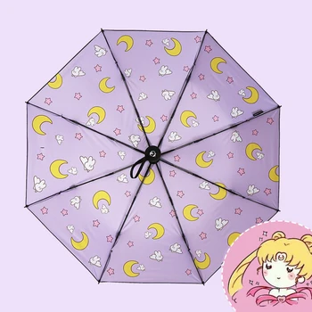 

Sailor Moon Tsukino Usagi Anti-UV Sun Rain Pocket Star Designer Umbrella Tri-Folding Cartoon Windproof Folding Girls Gift