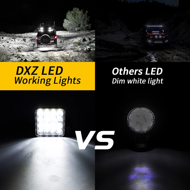 Car LED Work Light 48 W DC 12/ 24 Volts 6000K White Universal Truck Auto Bulbs motorcycle Auto Truck Off Road Accessories - 4