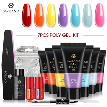 

SAVILAND Glitter Color Ploy Gel Set Gel Nail Polish Fast Hard Builder Nail Extension Soak Off UV Gel Nail Polish for Nail Art