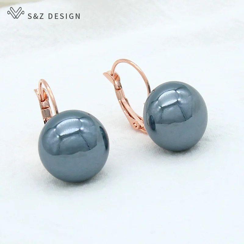 S&Z DESIGN New South Korea Fashion Temperament Bread Round Big Pearl Dangle Earrings For Women Wedding Jewelry Birthday Gift