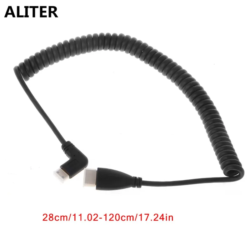 ALITER прямоугольный 90 градусов мини HDMI к HDMI спиральный кабель конвертер адаптер спиральный кабель