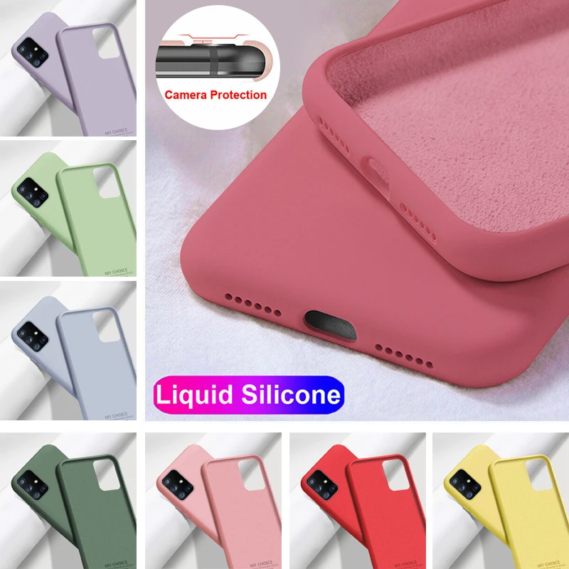 

Liquid Silicone Case For Samsung Galaxy A51 A71 A50 A70 Note 20 S20 Ultra A21S A31 S8 S9 S10 Plus Solid Color Shockproof Cover
