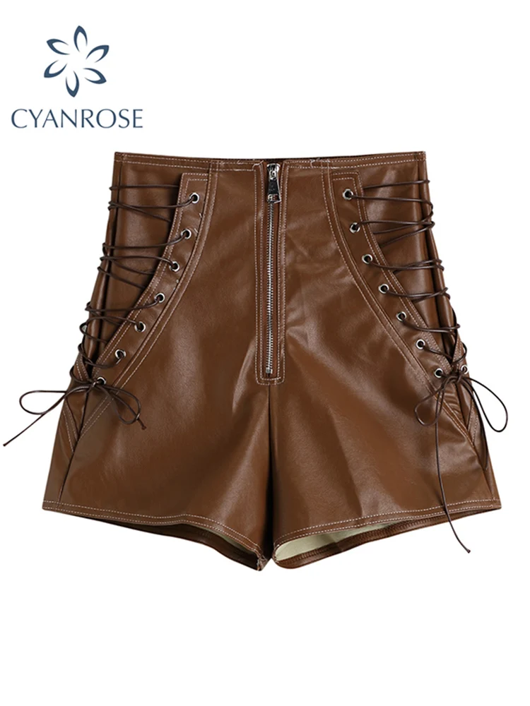 Women Chic Lace Up Faux Pu Leather 