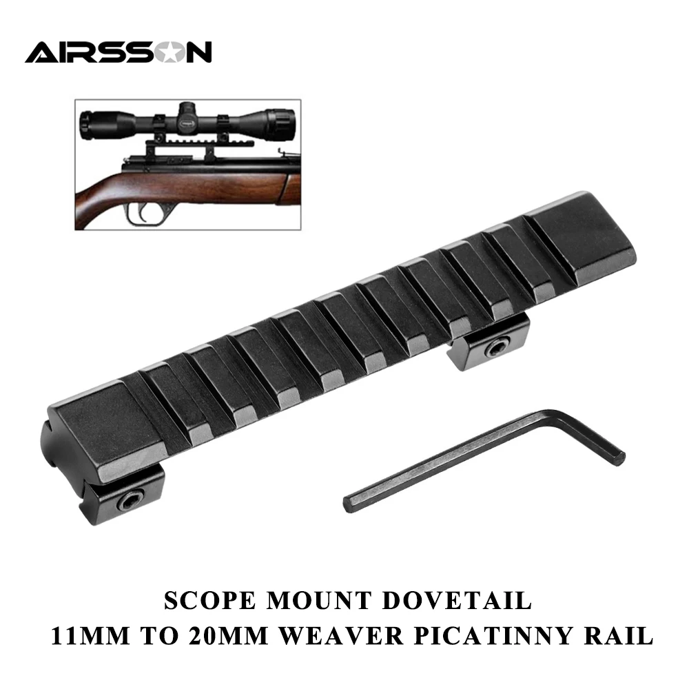 10 Slots 124mm Tactical Scope Mount Dovetail 11mm to 20mm Weaver Picatinny Rail Adapter Extend Rifle Pistol Airsoft | Спорт и