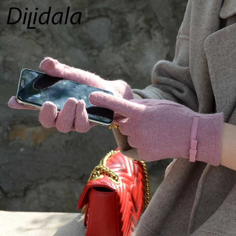 Dilidala женские зимние перчатки, перчатки с сенсорным экраном, теплые простые кашемировые Нескользящие мягкие теплые перчатки высокого качества