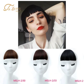 

TALANG Black Brown Neat Front Clip In Hair Bangs Extensions Clip On Synthetic Hair False Fringe Hairpieces Hair Clip In On Bangs