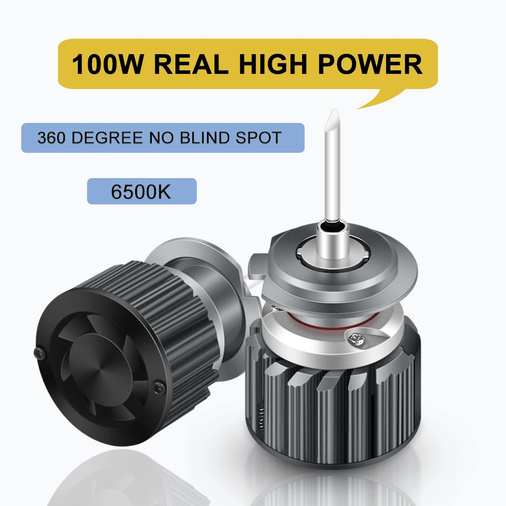2Pcs 6500K 360 Degree NO Blind Spot 100W Quartz Tube LED H1 H7 H4 H11 HB3 HIR2 Canbus Car Headlight Bulb 12000LM Auto Light 12V |