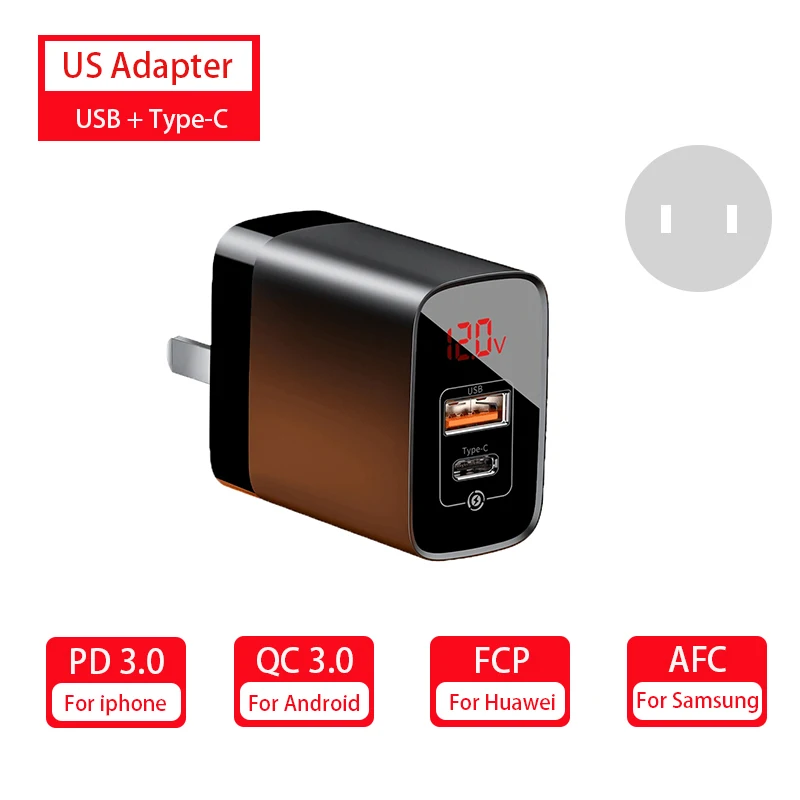 Baseus 18 Вт дорожное Usb зарядное устройство настенное зарядное устройство Быстрая зарядка 3,0 зарядное устройство для телефона для iPhone X Xr samsung S10 Xiaomi EU US UK адаптер - Тип штекера: US Black A C
