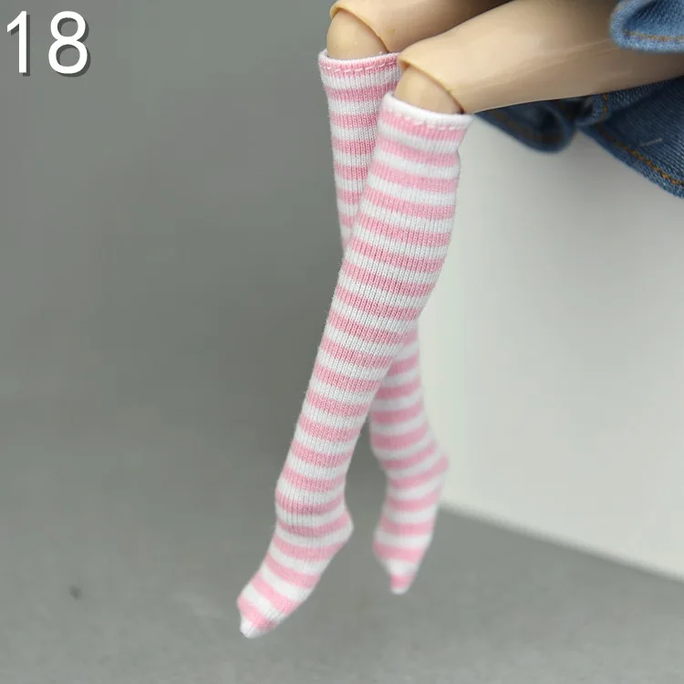 1 пара 1/6 кукол в полоску Blythe Socking для 1/6 куклы носки одежда аксессуары Blyth, 1/6 куклы - Цвет: 18