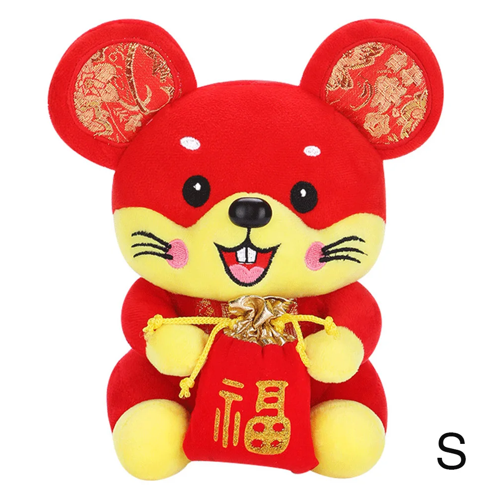 

Blessing Soft Home Mascot Toys Cartoon Chinese New Year Tang Suit Party Decorations Red Plush Lucky Rat Souvenir Gift Mouse
