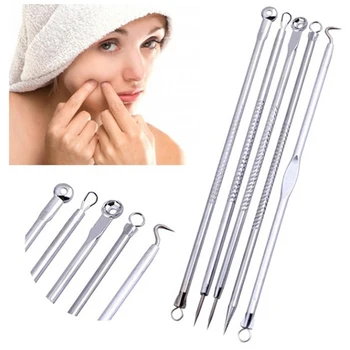 

5 Pcs Silver Stainless Steel Blackhead Remover Acne Needle 12cm Point Needle Black Head Pimples