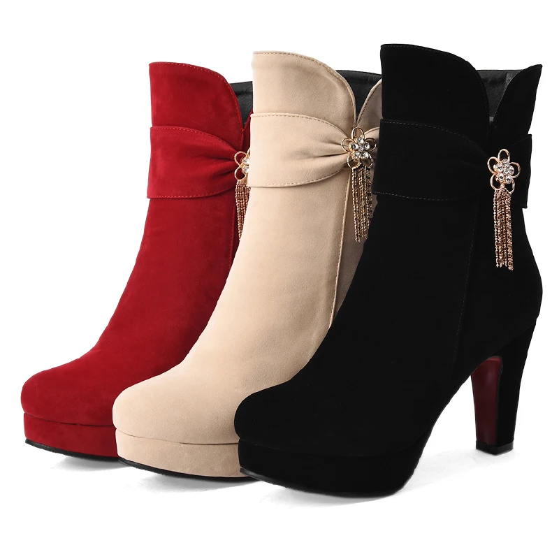 Cresfimix botas femininas/женские модные удобные ботинки черного цвета на молнии сбоку; женские повседневные бежевые высокие сапоги; большие размеры; C6036