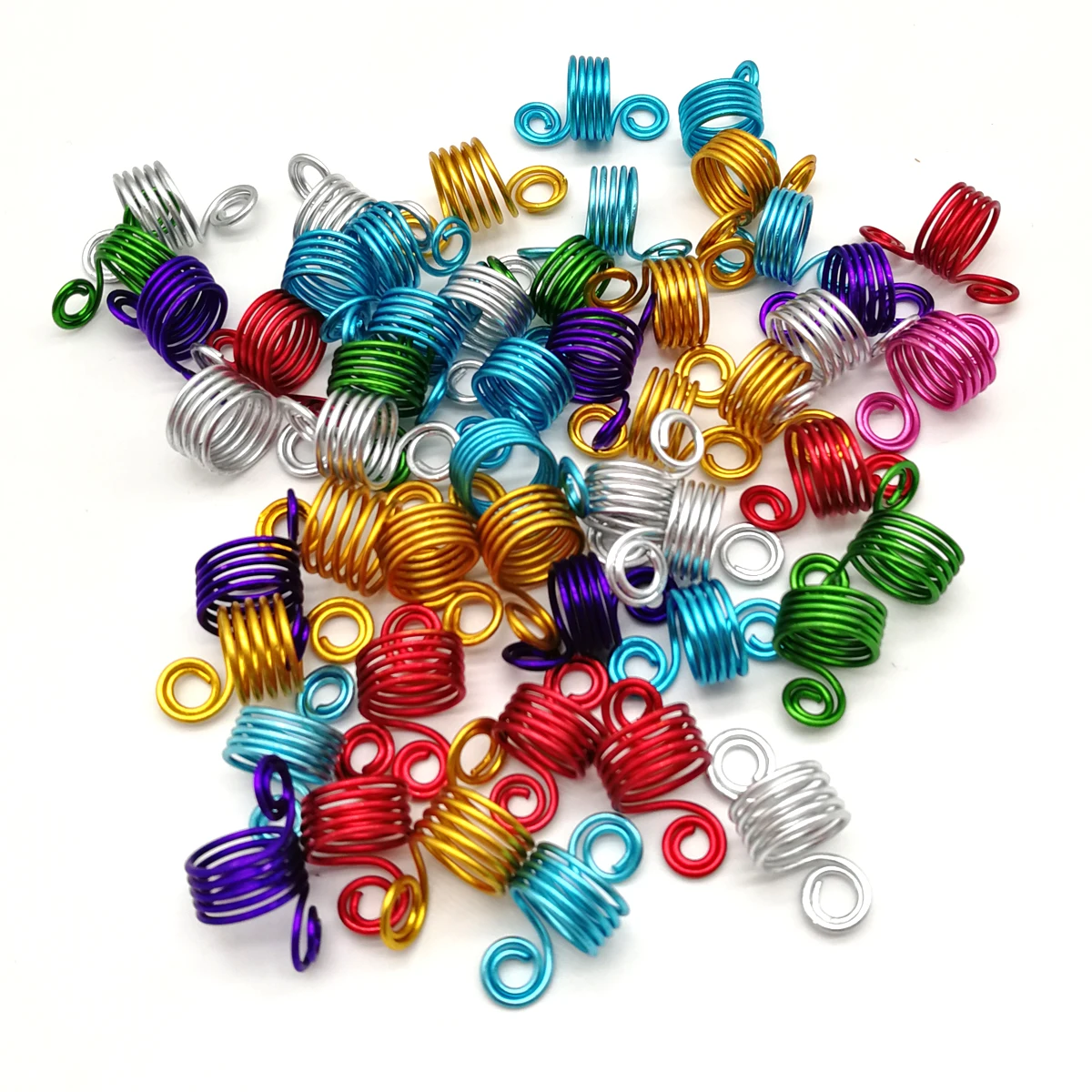 50PCS Mixed Color Dreadlock Beads Adjustable Hair Braids Rings Cuff Clips Tubes Charm Jewelry Accessories Extension 5