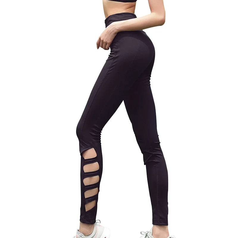 

SALSPOR Women Fitness Leggings Mid Waist Cutout Slim Workout Jeggings Female Elastic Force Quick Dry Breathable Legging