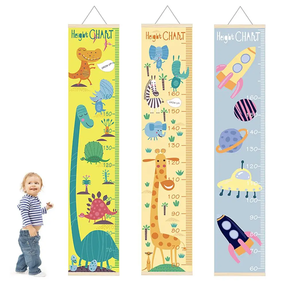 Spacecraft Animal Dinosaur Kids Height Chart Children Growth Ruler With Wood Frame Children Height Record Wall Hanging Decor