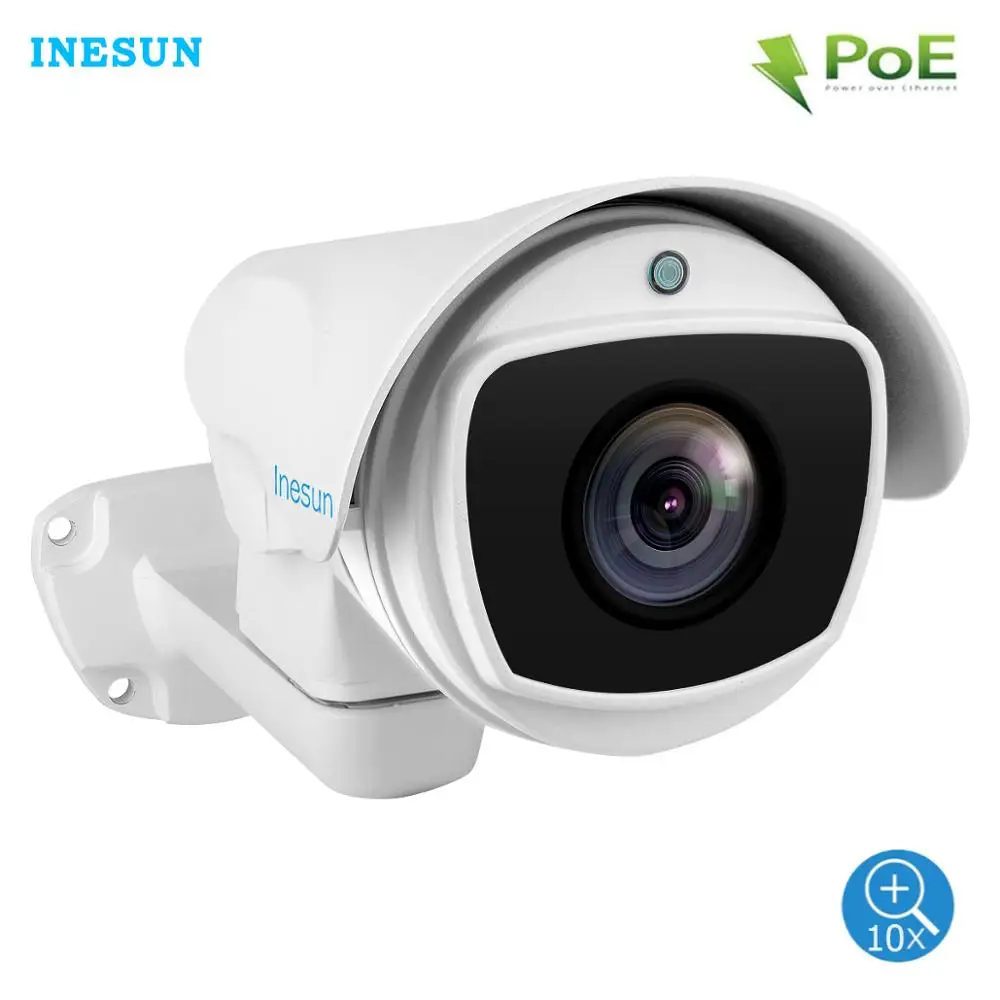 Inesun Открытый PoE PTZ IP камера 2MP/5MP супер HD 2592x1944 панорамирование/наклон 10x оптический зум PTZ камера водонепроницаемый 100 м ИК ночного видения