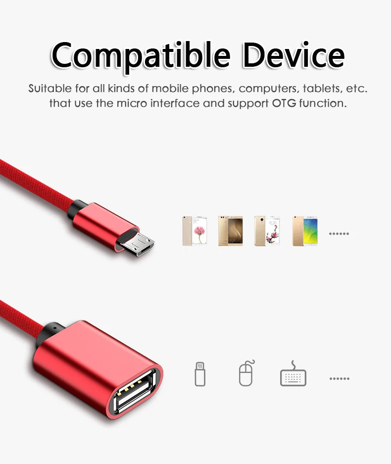 Кабель-адаптер Micro USB к OTG для зарядки и передачи данных с разъемом Папа-мама Xiaomi