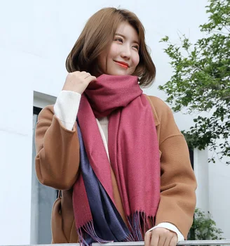 

Two-color double-sided cashmere scarf female autumn and winter warm and thickened scarf shawl etadt