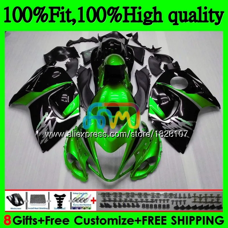 Инъекции для SUZUKI Hayabusa GSXR-1300 GSXR 1300 56BS. 88 цвета: зеленый, черный GSXR1300 08 09 10 11 12 2008 2009 2010 2011 2012 обтекатель