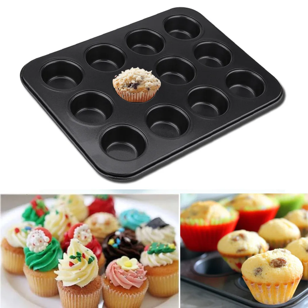 12 чашек DIY противень для выпечки капкейков булочка для кексов форма для выпечки Форма для торта сковорода для печенья кухонные инструменты для выпечки