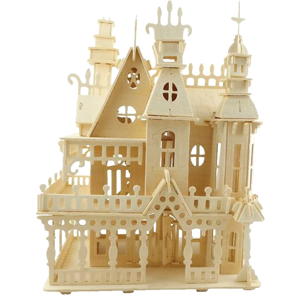 

3D Castle Construction Miniature Wooden Gift Handcraft Doll House Children Model Building Kits Kids Adult DIY Educational
