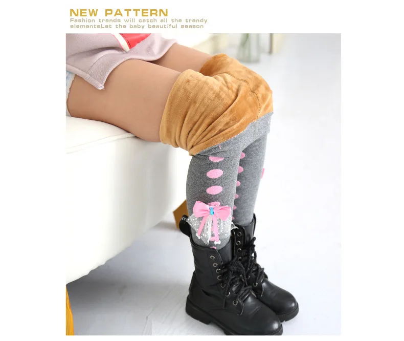 Childrenswear Autumn And Winter New Products Girls Brushed And Thick Leggings Korean-style Bow Children Skinny Pants Boot Pants
