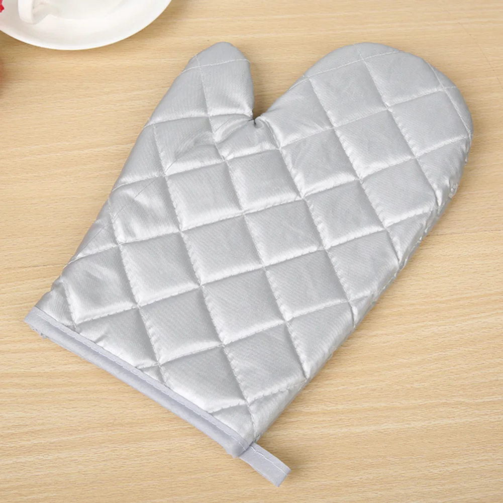 

Kitchen Cooking Silver Coated Non Slip Heatproof Mitten Oven Glove Anti Scald Accessory Gift Insulated Microwave Mitt Baking