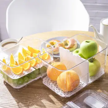 

Innovative Plastic Fruit Vegetable Drain Storage Box Refrigerator Freezer Double Layers Sealed Storage Bin Kitchen Organizer 30E