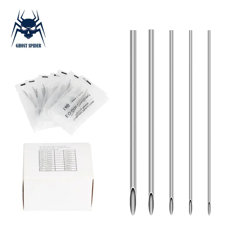 

GHOST SPIDER 100 Pcs Piercing Needles Sterilized Body Piercing Needles Permanent Makeup Tattoo Needles with Individual Pack