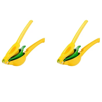 

2 Pack Lime Lemon Squeezer, 2-In-1 Manual Citrus Press Juicer Metal Juicer Citrus Squeezer Press Kitchen Tool