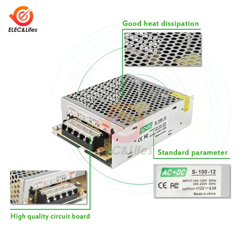 

DC 12V 24V 400W 480W 500W Switching Power Supply Source Transformer AC DC SMPS Power Module