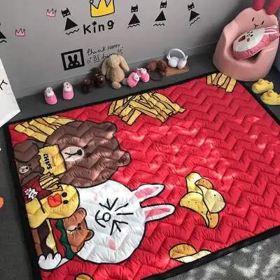 Детский Блестящий утолщенный детский игровой коврик 145x195 см, нескользящий ковер татами для гостиной, детской спальни, одеяло, большие коврики - Цвет: Темный хаки
