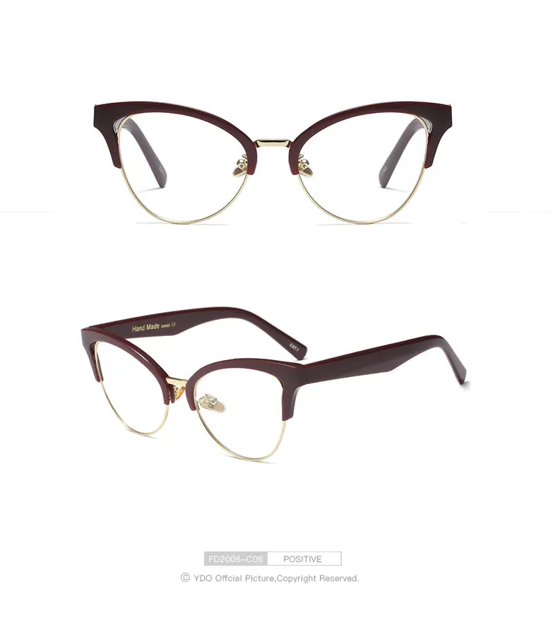 YDO новые очки с металлической оправой женские брендовые дизайнерские очки для глаз кошки Женская оптическая стильная оправа для очков Близорукость очки
