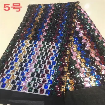 

2019 High Quality Sequence French Nigerian Sequins Net Lace, African Tulle Mesh Sequence Lace Fabric For Dress 5 Yards/lot