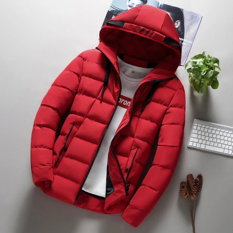 Winter Jacket Men Thicken Warm Parkas Hooded Coat Fleece Man's Jackets Outwear Jaqueta Masculina New Hot Drop Shipping K242 - Цвет: Красный