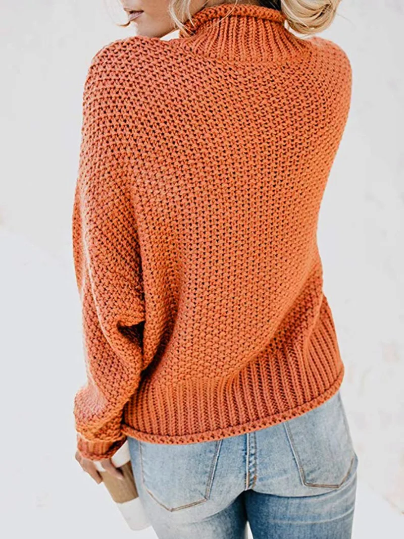 Большой размер женский толстый свитер с высоким воротником осень и зима пуловер с длинными рукавами свитер