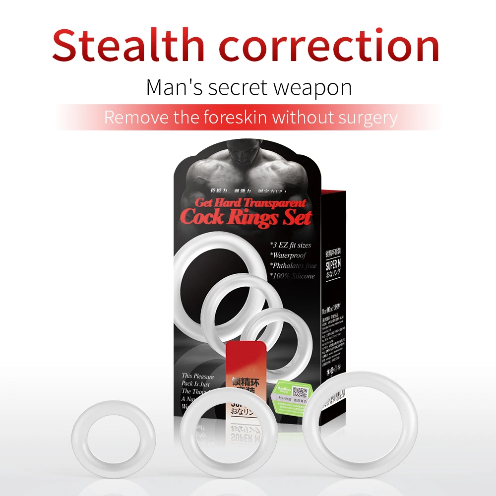 3 Ring Male Penis Glans Physical lock Fine Blocking Complex Resistance Long Foreskin Stealth Correction Adult Sex Toy 20 |