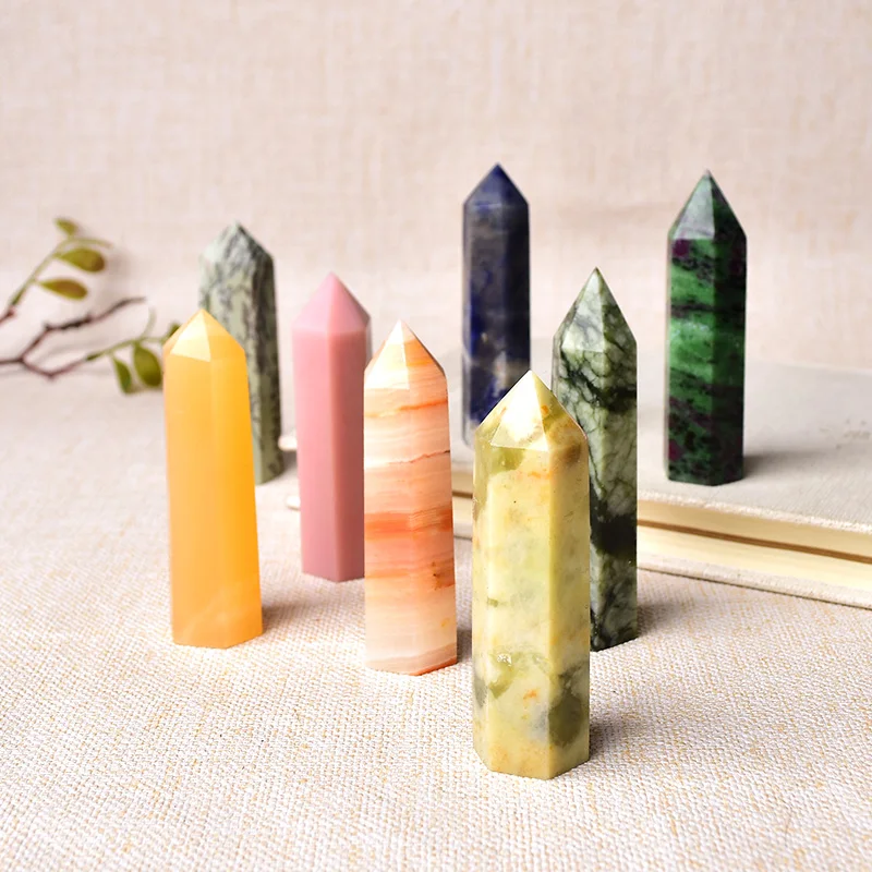 36 Color Natural Stones and Crystal Point Wand Reiki Healing Stone Tower Energy Ore Mineral Polished Crafts Home Decoration