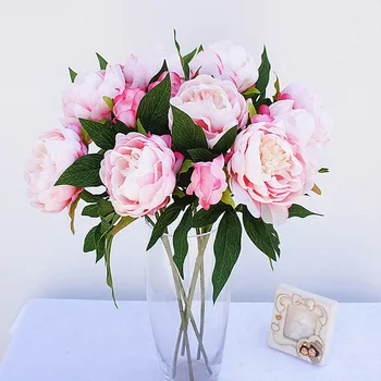 

3 heads/1 bundle Cheap Peony bouquet Vase flower arrangement home decor wedding decoration artificial flowers for scrapbooking