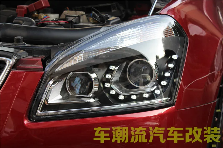 Автомобильный Стайлинг для Nissan Qashqai фары 2008- Qashqai светодиодный фары DRL Биксеноновые линзы Высокий Низкий луч парковка противотуманная фара