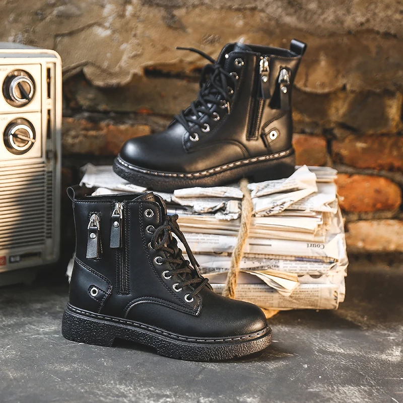 De cuero Marten botas para mujeres señoras tobillo plataforma forro mujer  Botines de mujer Casual grueso gran oferta zapatos de mujer|Botas hasta el  tobillo| - AliExpress